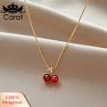 Carat Pendant Necklace Temperament Red Cherries Pendant Necklace. 
