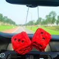 Furry Car Dice Ornament Trendy Decorative Fluffy Rearview Mirror Dice Soft Spotty Fluffy Dice For Car Accessory Vehicle. 