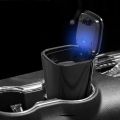 Car Ashtray With Lid, Portable LED Cigar Smoke Car Ashtray Smoke Remover Double-Layer Inner Box Ash Cylinder Cup Holder (Black). 