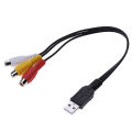 1Pc Usb Male Plug To 3 Rca Female Adapter Audio Converter Video Av A/V Cable Usb To Rca Cable For Hdtv Tv Television Wire Cord. 