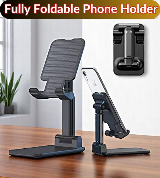 Adjustable Cell Phone Holder, Fully Foldable Mobile Phone Desk Stand, Tablet Holder All Smartphones and Tablets, iPad