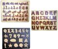 New PACK OF 3 ABC, 123 with Shapes & ا ب پ Toy Blocks Alphabets for Kids, Puzzle Set For Kids, Wooden Alphabets Puzzle Set for Toddlers ABC & ا ب پ, English, Maths & Urdu learning Educational Toy, Early Learning Toys. 