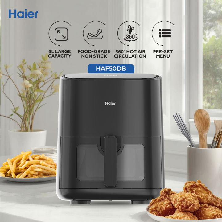 Haier Black 5L Air Fryer - HAF50DB - Digital - Stylish Colors - Premium Design - One Year Unit Replacement Warranty
