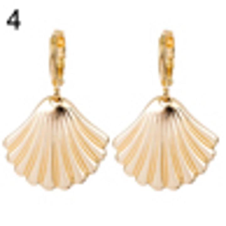 Women Rose Star Conch Moon Shell Cross Cupid Dangle Hoop Earrings Jewelry Gift