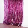 Pink Metallic Tinsel Foil Fringe Curtains 3.2ft x 6.5ft Backdrop Photo Booth Pink Metallic Foil Curtain for Birthday, Wedding, Bridal Shower, Baby Shower, Anniversary Party Decoration. 