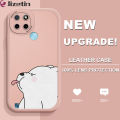 Jizetin for Realme C21Y / C25Y Back Cover Funny Bear Lambskin Texture PU Leather Back For Girls Boys Soft Phone Case. 
