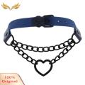 Super Choker Collar Double Layer Fashion Hip-pop Love Heart Choker Necklace. 