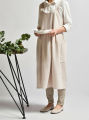 【Amnber Berry Mall】1pc Women Bib Apron Linen Sleeveless Pinafore Dress Home Cooking Florist ing Apron High. 