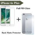 Apple iPhone 6s Plus Full Black 9D|5D|6D|10D|11D|21D Tempered Glass Screen Protector Full Glue Edge To Edge + Back Matte Protector For iPhone 6s+. 