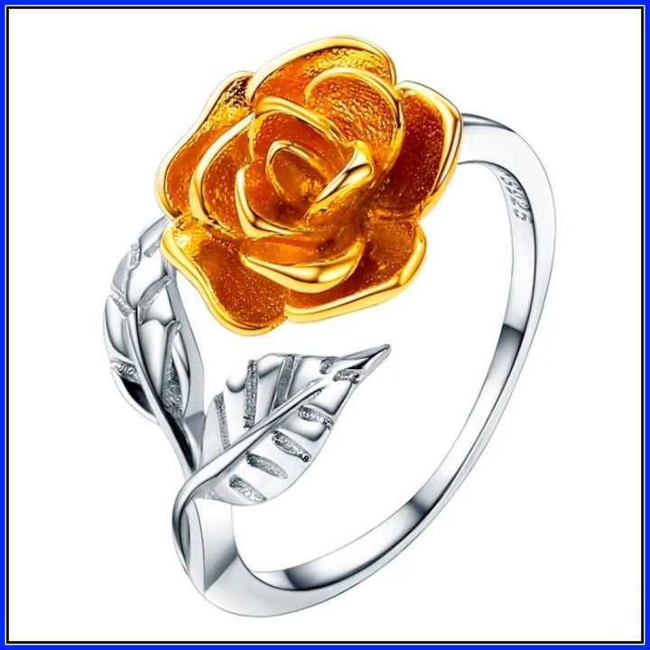 Korean Adjustable Silver Ring Resizable Open Band Rose Flower ring Women Teen Gift| Finger Ring for Girls Women Stylish Gift