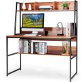 47 Inches Space Saving Writing Study Table Home Office Desk PC Laptop Table Computer Desk with Hutch & Bottom Bookshelf. 