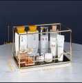 Cosmetic storage box transperant makeup organizer 3 tier glass trays. 