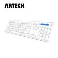 Arteck Bluetooth Keyboard for Mac iPad Multi-Device Stainless Steel Full Size Wireless Keyboard Compatible with iPad, iMac, Mac mini, MacBook, iPhone, Mac OS, iOS, Built-in Rechargeable Battery. 