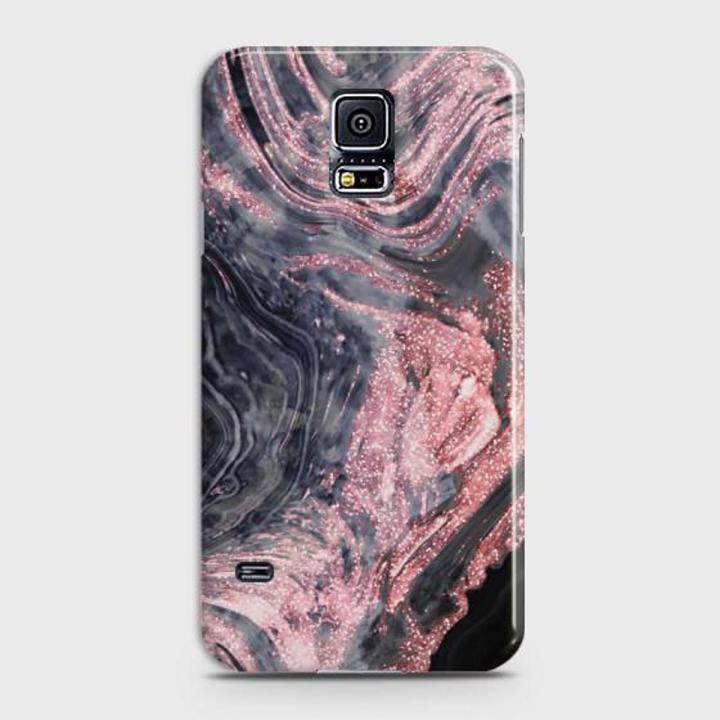 Samsung S5 Cover - SkinLee HQ Hard Case - Liquid Glitter Rose Gold Mesh - SKINLEE-162-1-32-93