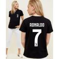 Black Cotton Ronaldo 7 Number T Shirt for Her. 