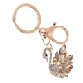 Swan Keychain Rhinestone Ornament Gift Pendant Bag Hanging Metal Ring Car Decorations. 