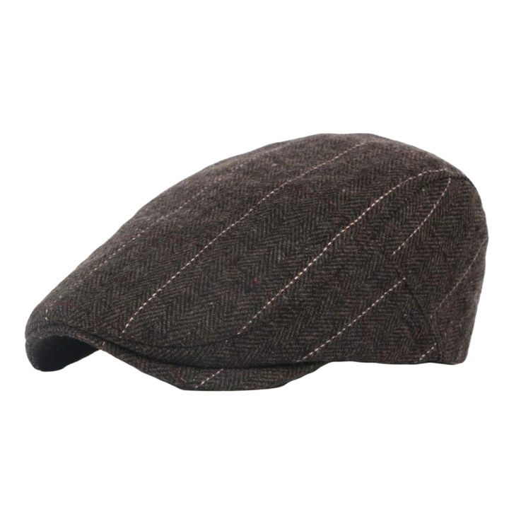 Panda Online Fashion Men Middle Old Aged Cap British Style Classic Plaid Hairy Berets