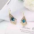 Rhombus Sapphire Earrings Fashion Earrings Valentine's Day Present. 