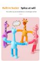 Telescopic Giraffe Suction Cup Toy, Cute Giraffe Stretch Tube Stress Relief Sensory Toy  in Four Different Colors Suction Cup Giraffe Pop Tube Sensor Fidget Toy For Kids, Deformable  Sensory Suction Cup Plastic Toy, Suction Robot Toy Funny Toy. 