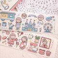【BestGO】Mohamm 65mm x 390mm Cartoon Washi Masking Tape Simple Character Scrapbooking Stationary School Supplies Decoration. 