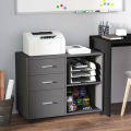 Printer Stand Storage Rack Freestanding Storage Cabinet w/ 3 Drawers 2 Shelves 4 Wheels Office. 