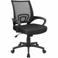 Medium Back Ergonomic Swivel Height Adjustable, Mesh Net Back,Chrome Legs, Fixed Armrest, Office Chair Suitable for Home| Conference Room | Study| Reception |Computer (Black). 