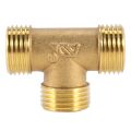 2X Brass T Shape Water Fuel Pipe Equal Male Tee Adapter Connector 1/2 Inch Thread. 