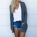 Lady Cardigan Pure Color Long Style Cardigan Coat. 