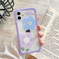 Fashion Cute Purple Flowers Clear Phone Case For iPhone 13 Pro MAX 12 11 X XS XR 7 8 Plus SE Transparent Soft Shockproof Cover. 