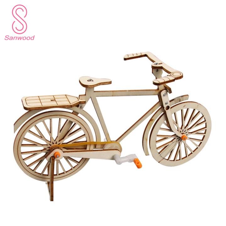 Small Bicycle Toy Wooden Bike Model Diy Assembly Toy for Kids Educational Desktop Decoration Gift for Boys Girls Buyers' Favorite Bicycle Home Decoration