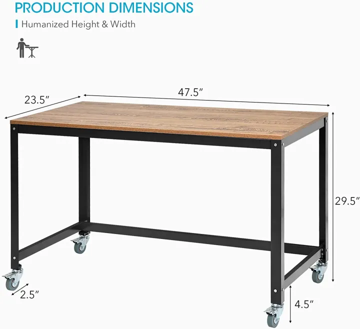 Computer%20Desk,%20Simple%20Style%20Rolling%20Home%20Office%20Desk%20Study%20Table%20Writing%20Desk,%20Movable%20Workstation%20with%204%20Smooth%20Wheels,%20Home%20Office%20Work%20Table%20-%20Image%203