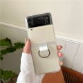 Luxury Korean Frosted Transparent with Ring Phone Case for Samsung Galaxy Z Flip 3 5G Z Flip4 Zflip4 Zflip3 Clear Back Cover. 