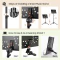 CAHAYA Sheet Music Stand: Music Stand with Carrying Bag Foldable Tripod Portable Sturdy for Laptop Projector Books Stand (Note Design) uk import. 