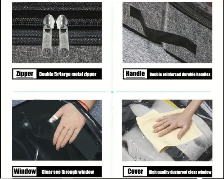 12%20Pocket%20Shoes%20Storage%20Bag/Shoes%20Under%20Bed%20Shoe%20Organizer%20Bag%20Hard%20Solid%20Fabric%20with%20Clear%20Plastic%20Zip%20Cover%20-%20Image%203