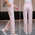 Zentora Elastic Waist Nurse Trousers Summer Nurse Pants Mid-rise Elastic Waist Straight Wide Leg Long Trousers Solid Color for Doctors Nurses Work Comfortable Stylish Healthcare Uniform for Professionals. 