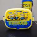 Minions  Boys Double Layer Kids School Lunch Box with Spoon And Water Bottle 500. 
