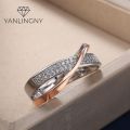 Newest Fresh Two Tone X Shape Cross Ring For Women Wedding Trendy Jewelry Dazzling CZ Stone Large Modern Anillmodern Rings. 