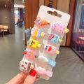 10 Pcs Baby Girls & Mixed styles Cartoon Animal vegetables and fruit Lovely Candy Color Plastic Hair Pins. 