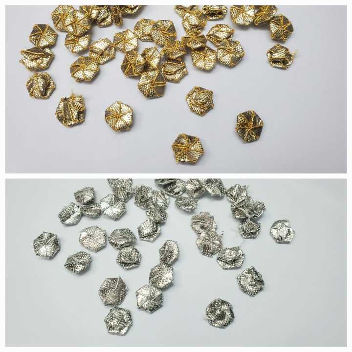 30 Pcs Embroidery Craft Material  Gota Patti Flowers Small Silver/Gold Rose 1 cm