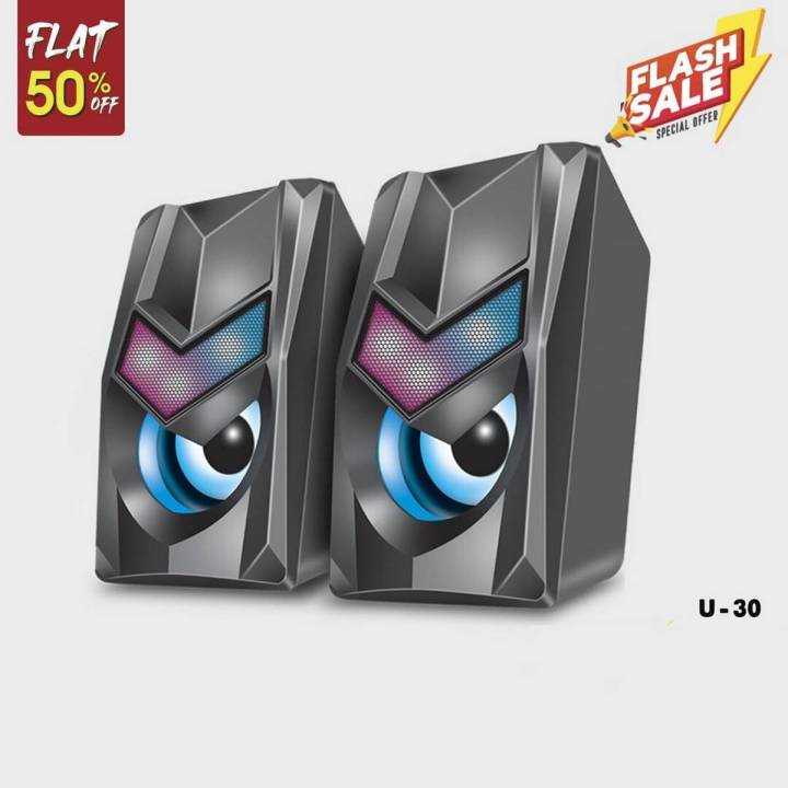 Audionic Octane U30 Solid Stereo Sound AUX USB 2.0 Audionic Speakers Fousion of Lights and sound / Mini Mobile Speaker or Laptop Speaker Best Quality Product 100% genuine