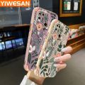 YIWESAN For Xiaomi MI Redmi 10C Case Cartoon Fashion Flower Side Edge Square Pattern Luxury Plating Phone Case Full Camera Casing Shockproof Protection Cases Soft Back Cover Softcase. 