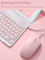 Ultra-Slim Bluetooth Keyboard and Mouse Combo Rechargeable Portable Wireless Keyboard Mouse Set for Apple iPad iPhone iOS 13 and Above Samsung Tablet Phone Smartphone Android Windows (pink). 