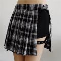 Red Pleated Skirts Streatwear plaid Side Button skirt womens Casual Mini Skirt All Match Women Short Skirt Tartan. 