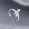 S925 Silver Color Cat Ear Finger Ring Open Design Cute Fashion Jewelry Ring for Women Young Girl Child Gift Adjustable Ring. 