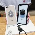 for iPhone 6 6s plus 7 8 plus X  case with gifts crystal pop socket holder and neck lanyard strap. 
