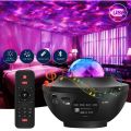Remote Control RGB Galaxy Projector Lamp With Bluetooth Speaker - Usb Supported LED Projector Light - Led Star Lamp Starry Projector Night Light Table Lamp With Adjustable Brightness - Music Water Ocean Wave Lighting Modes Lights For Bed Room Side Table. 