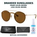 Fashion Round Double Bridge Branded Sunglasses Metal Round Frame UV Protection for Men Women Goggle with Protection Box. 