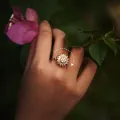 Trendy Sunflower Fidget Ring for Women  Open Adjustable Spining Ring. 