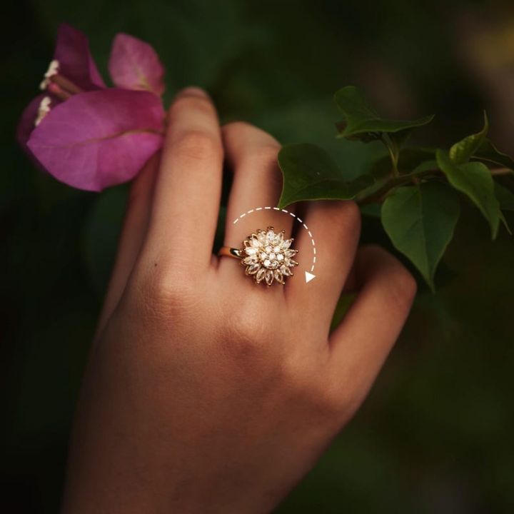 Trendy%20Sunflower%20Fidget%20Ring%20for%20Women%20%20Open%20Adjustable%20Spining%20Ring%20-%20Image%202