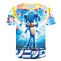 New Yellow Sonic T-shirt Children's Wear Boys' 3D Cartoon Game Super Mario Boys' Clothing Women's T-shirts Girls' Summer Wear. 
